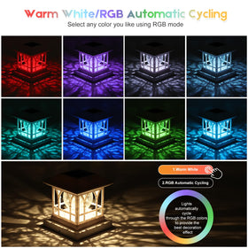 AEYANZZ fence post light RGB cycling creates colorful accents along decks and borders.