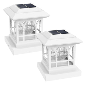 AEYANZZ fence post light with crackle glass ball provides warm ambient glow for walkways.