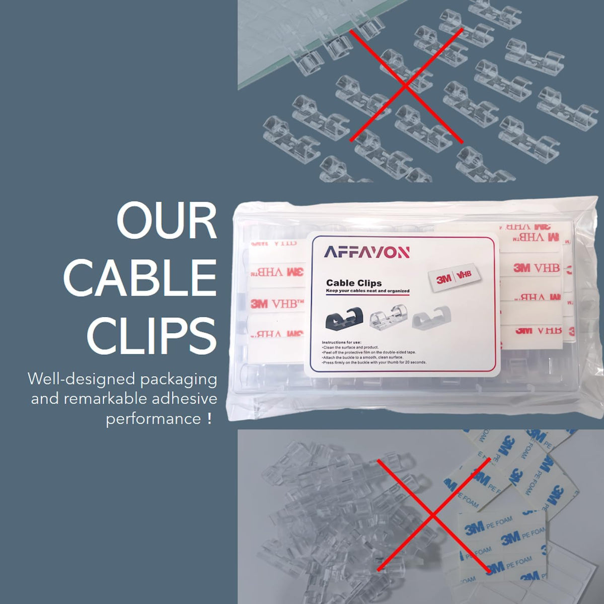 AFFAVON 80pcs pack keeps cables tidy across spaces.