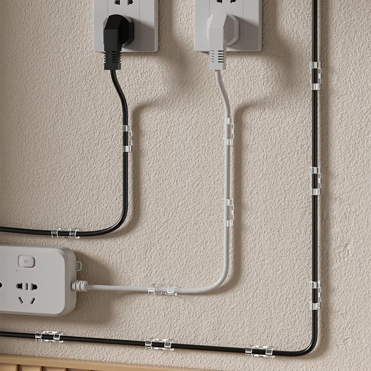 AFFAVON self-adhesive clips secure charging cables neatly.