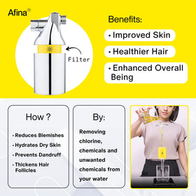 Afina cartridge close-up highlighting filtration media removes chlorine.
