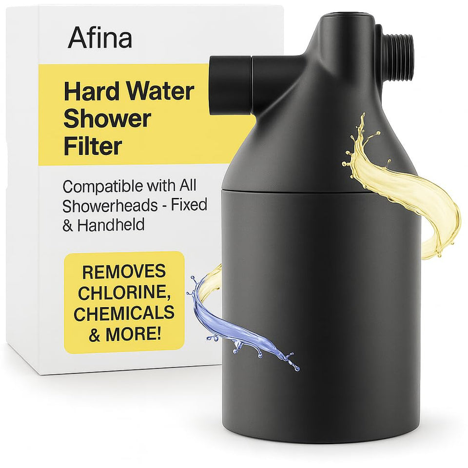 Afina shower filter for hard water removes chlorine to improve skin and hair feel