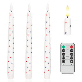 AFINETH 4th of July flameless taper candles reveal real-wax texture for cozy ambiance.