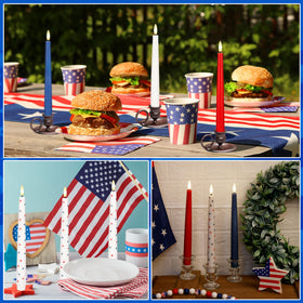 AFINETH 9-6 inch tall patriotic candle ready for mantel displays.