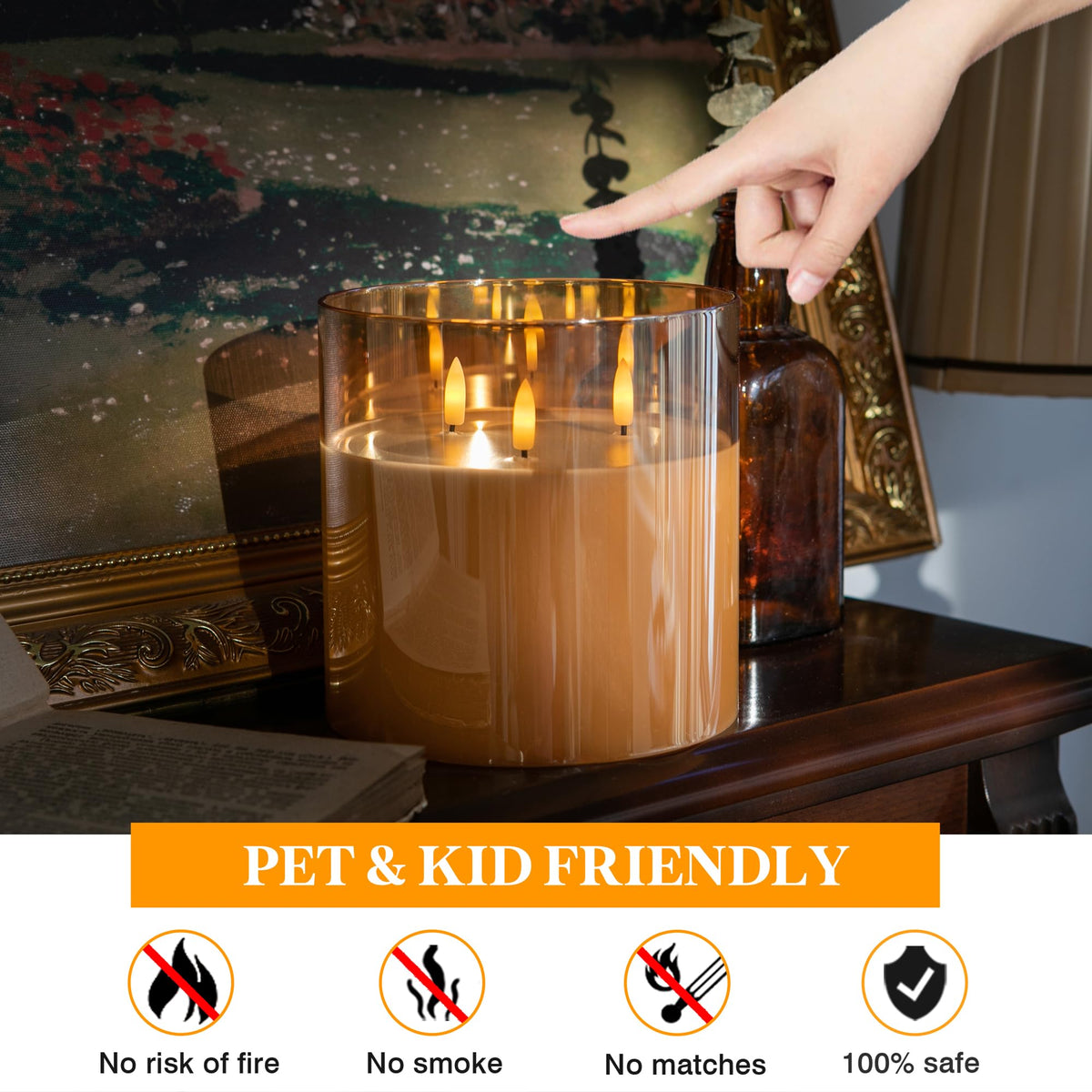 AFINETH battery-powered candles provide safe flame-free ambiance without wax drips.