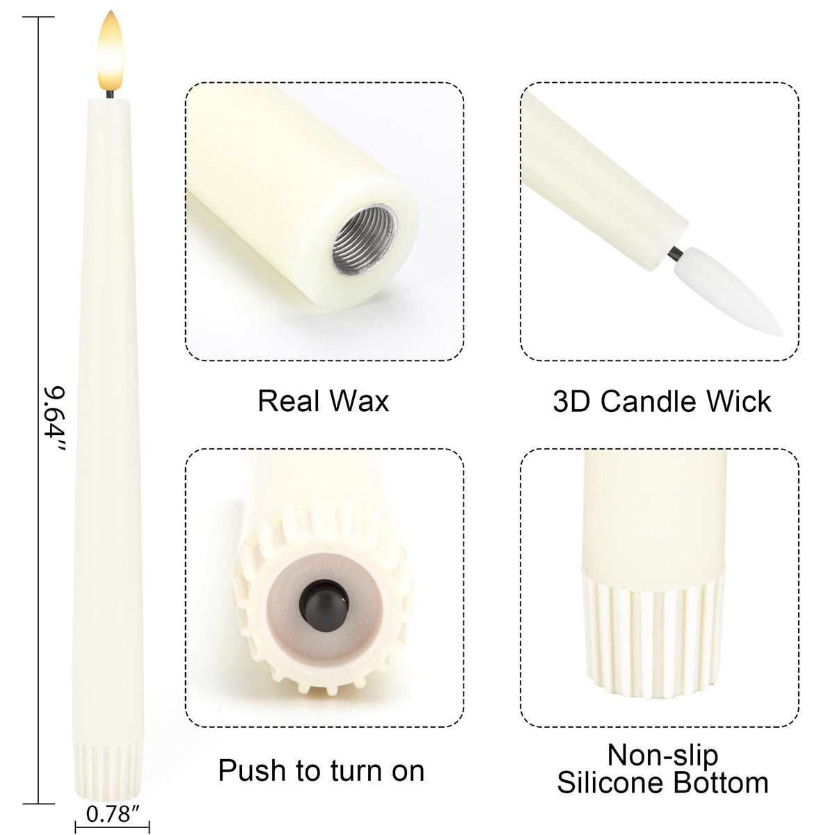 AFINETH taper candle with remote and timer provides easy ambient control.