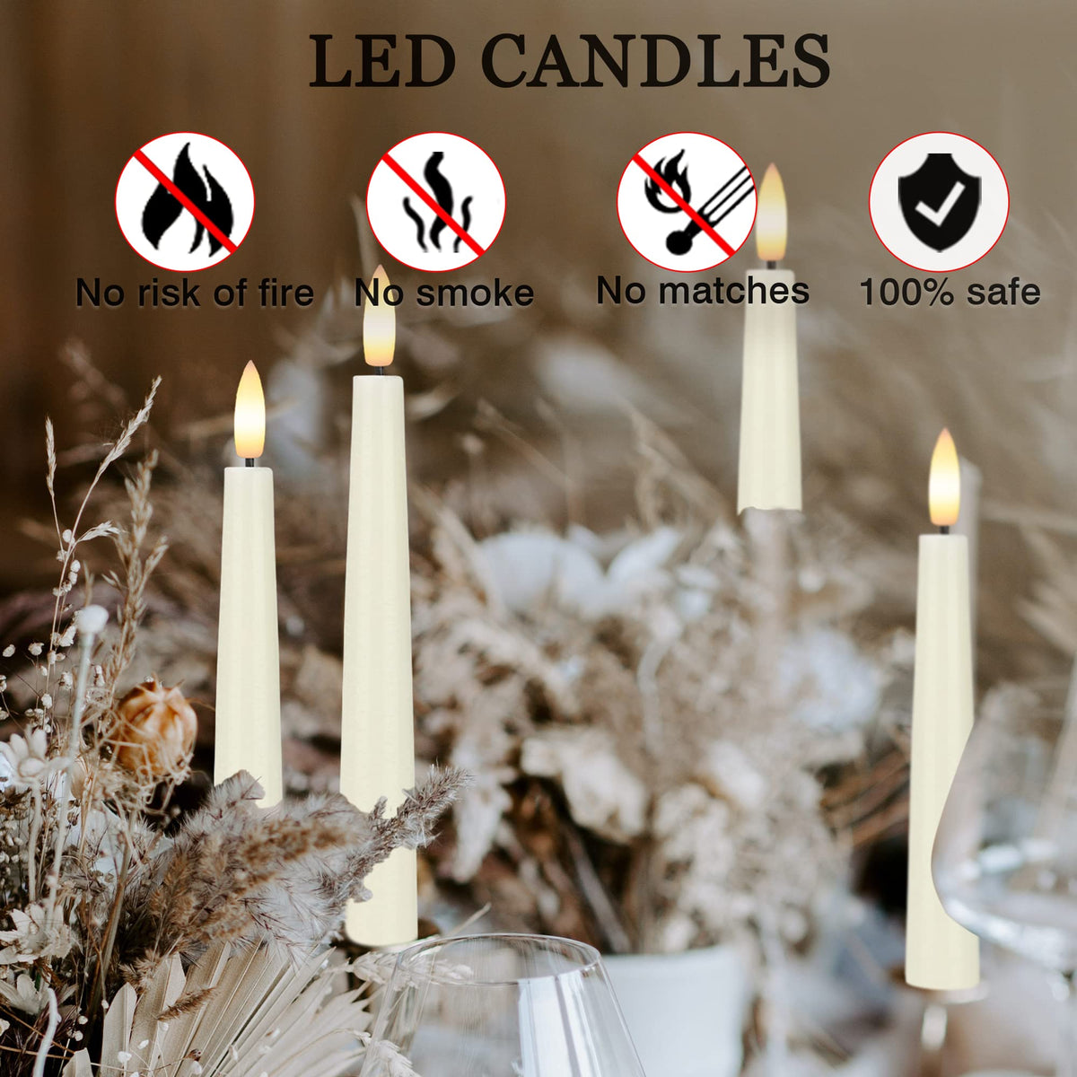Silicone-bottom base keeps candles stable on holders and surfaces.