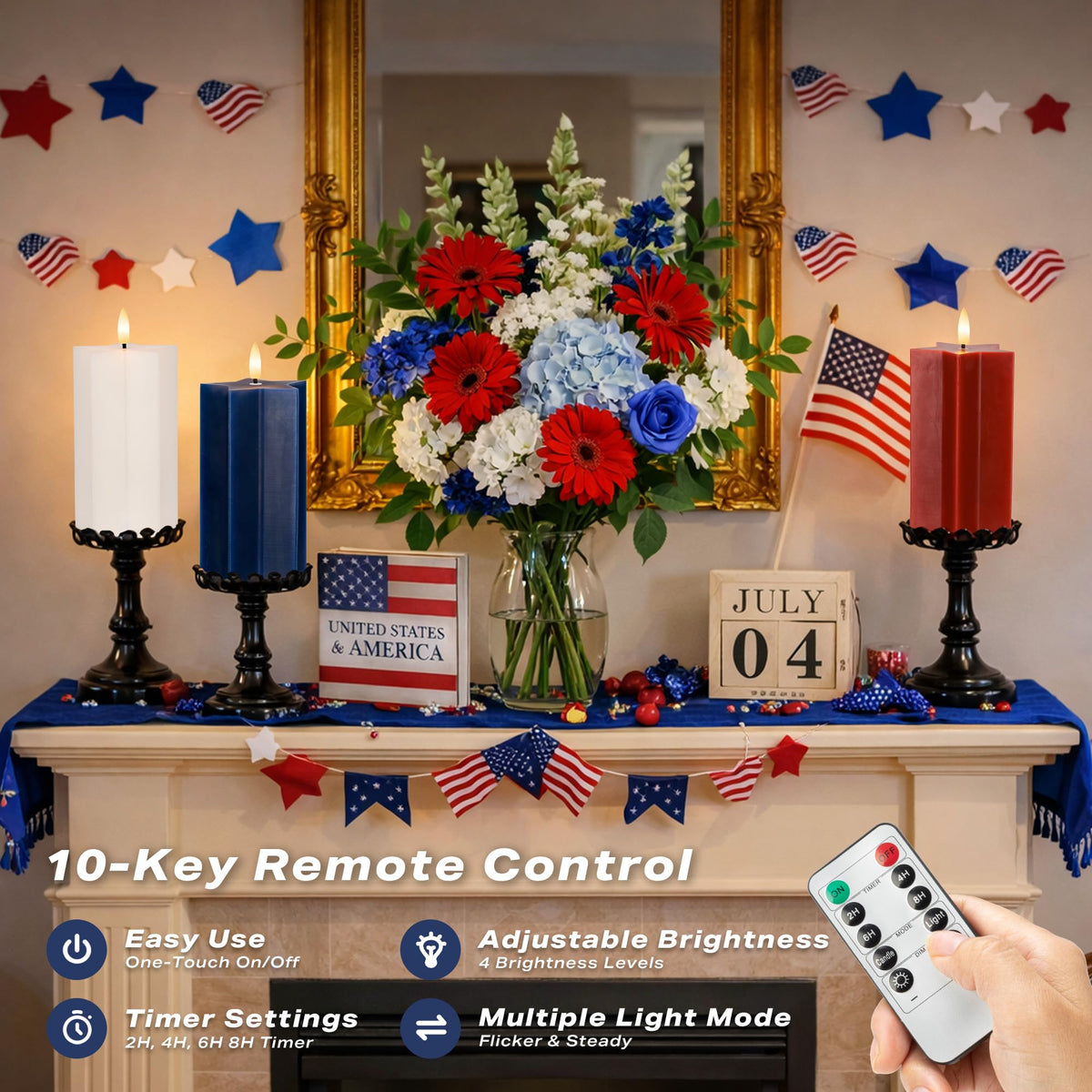 AFINETH Independence Day decor stars enhancing mantel displays