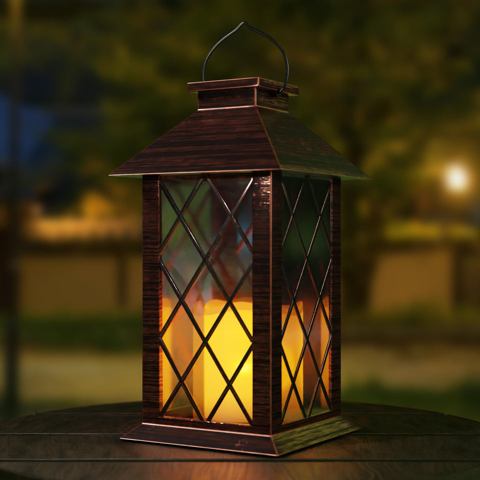 AFINETH dancing-flame lantern for cozy porch ambience with warm glow.
