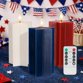 AFINETH patriotic star candles with remote for easy ambiance control