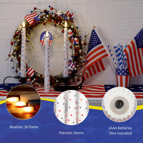 AFINETH patriotic stars design candles add festive red, white, blue accents.
