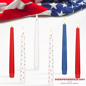 AFINETH set of three patriotic candles for festive table centerpiece.