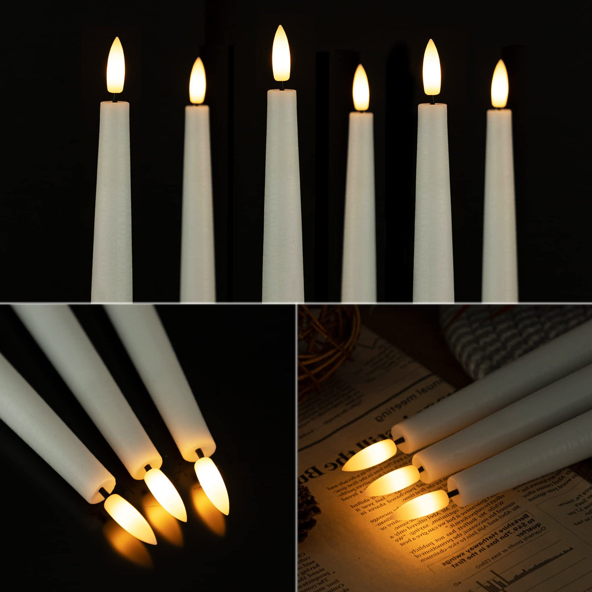 AFINETH taper candles with silicone bottom stay steady on surfaces.