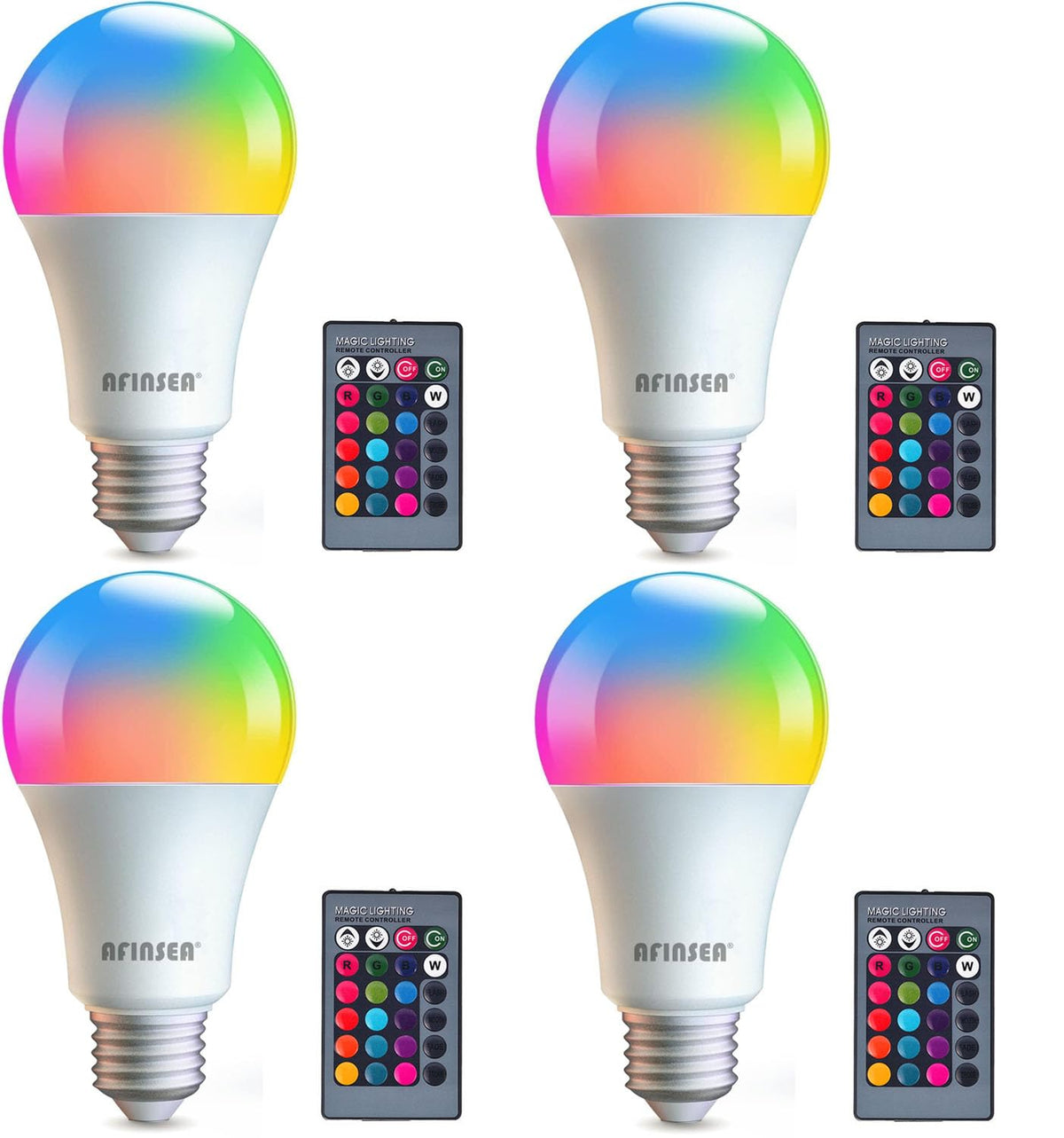 AFINSEA four-pack RGBW LEDs with remote for easy mood lighting