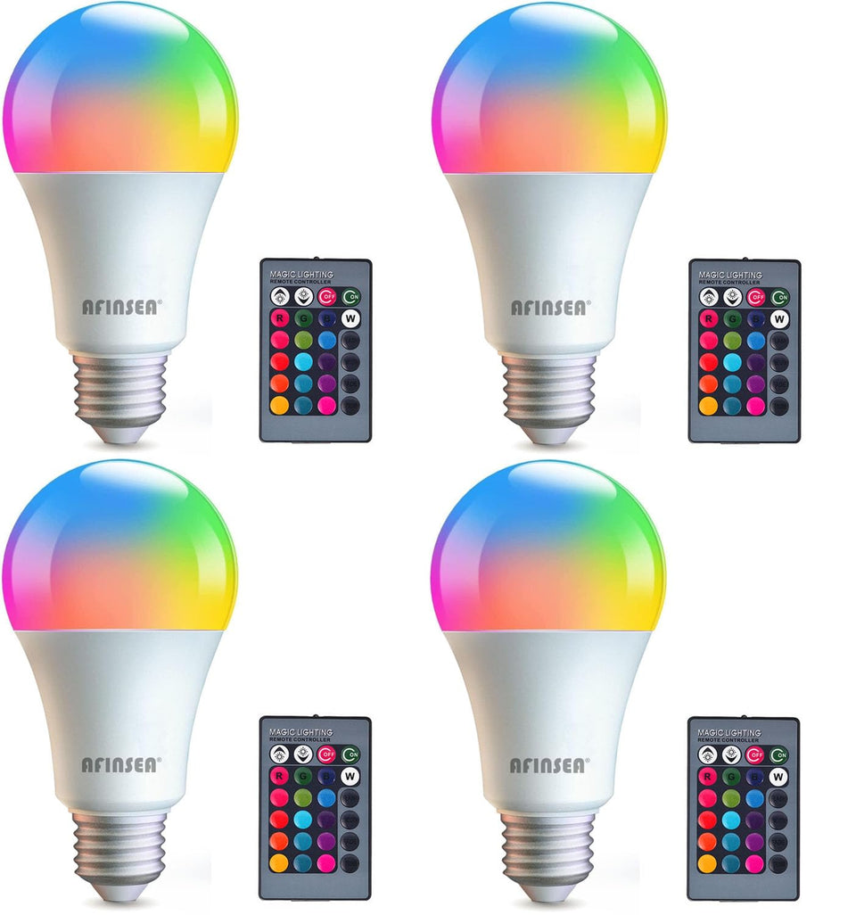 AFINSEA four-pack RGBW LEDs with remote for easy mood lighting