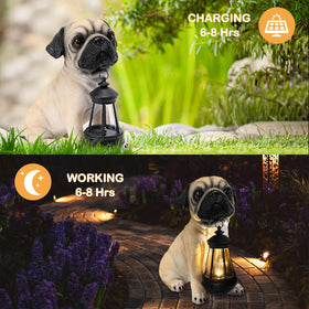 Afirst hand-painted dog figurine delivers detailed charm to your garden display.
