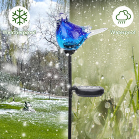 Afirst outdoor solar light is waterproof for year-round use.