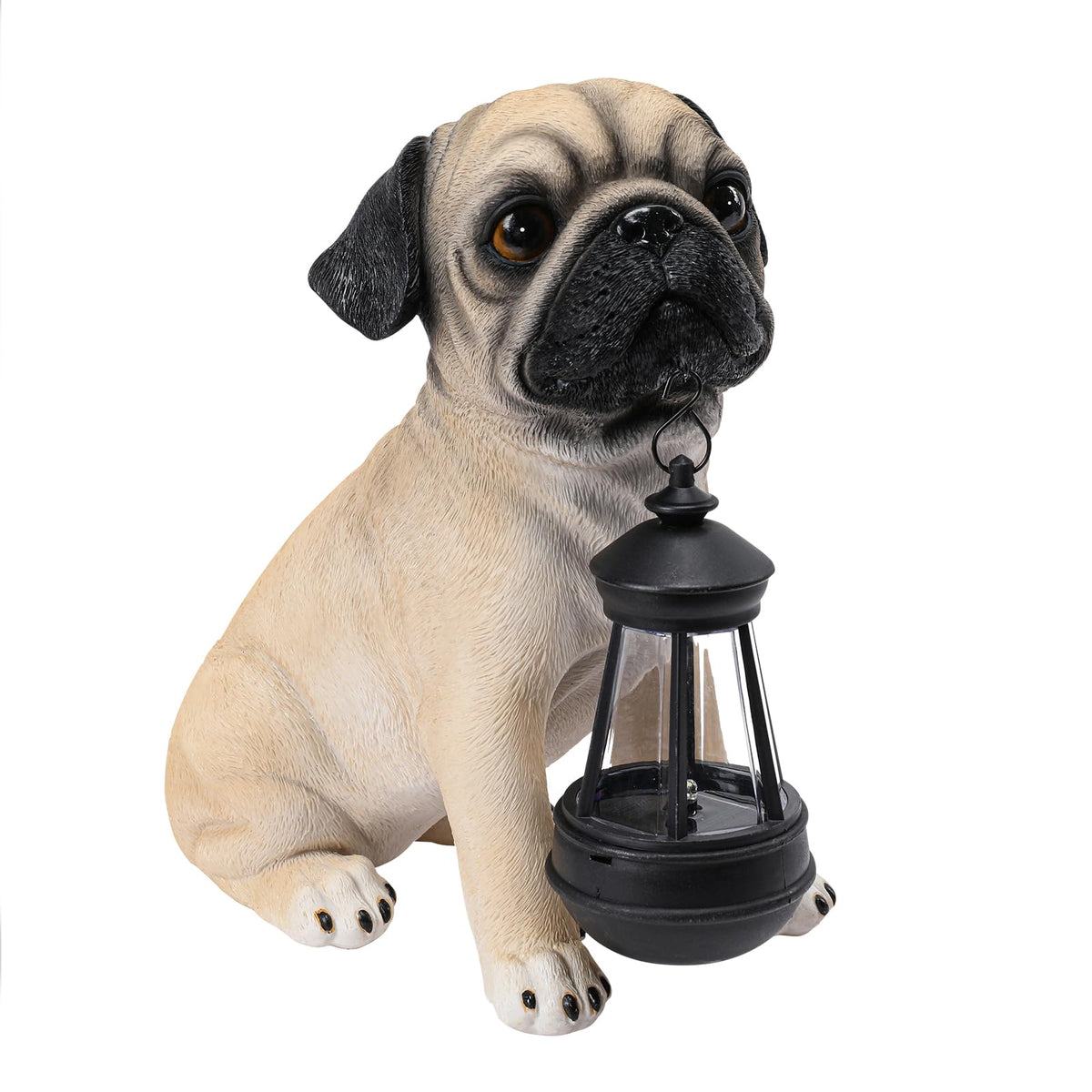 Afirst solar dog garden statue lights softly at night, adding charm to your outdoor space.