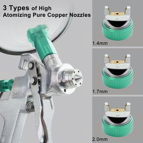 Aflybltol HVLP spray gun 1.4 mm nozzle delivers smooth, even atomization for fine finishes.