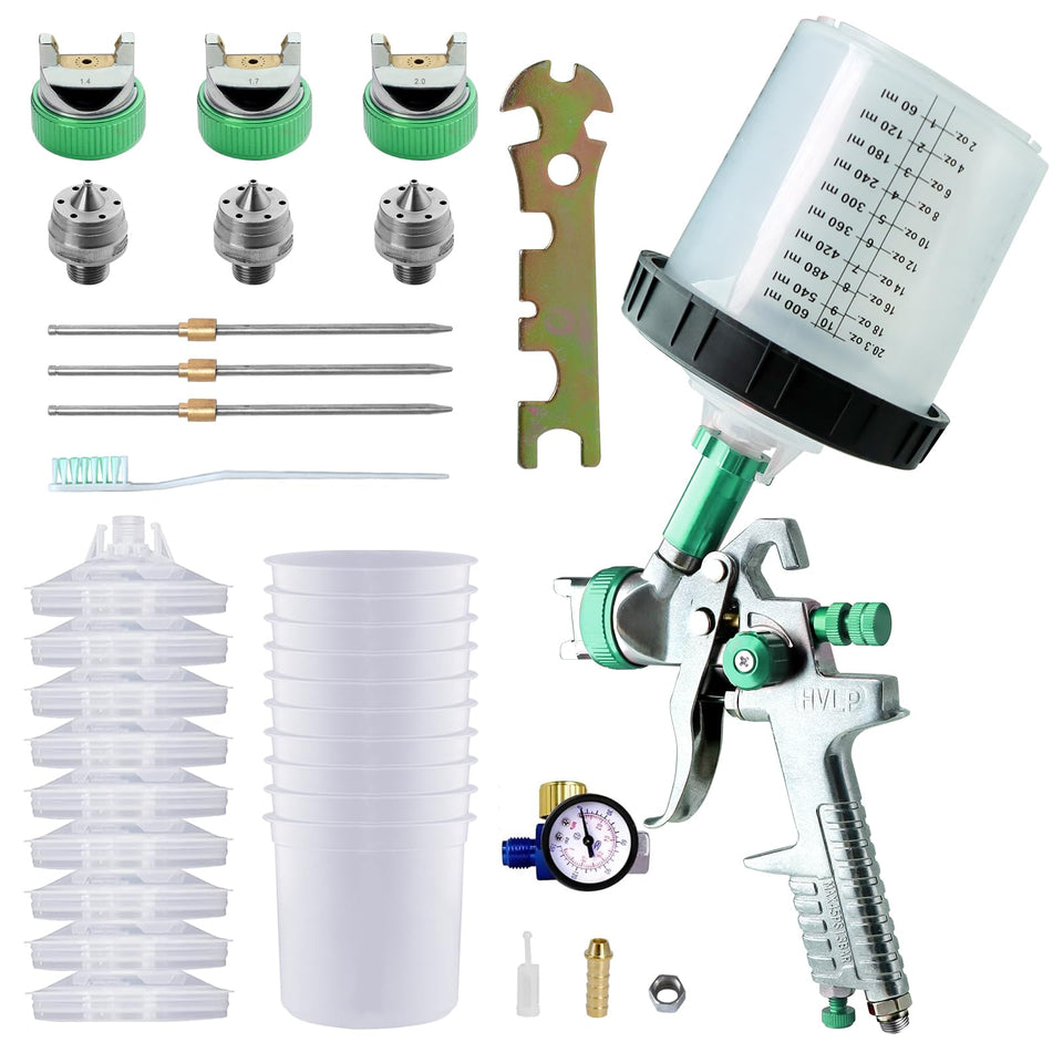 Aflybltol paint sprayer kit with cup system enables quick color changes and refills.