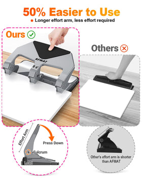AFMAT 3-hole punch punches up to 50 sheets cleanly