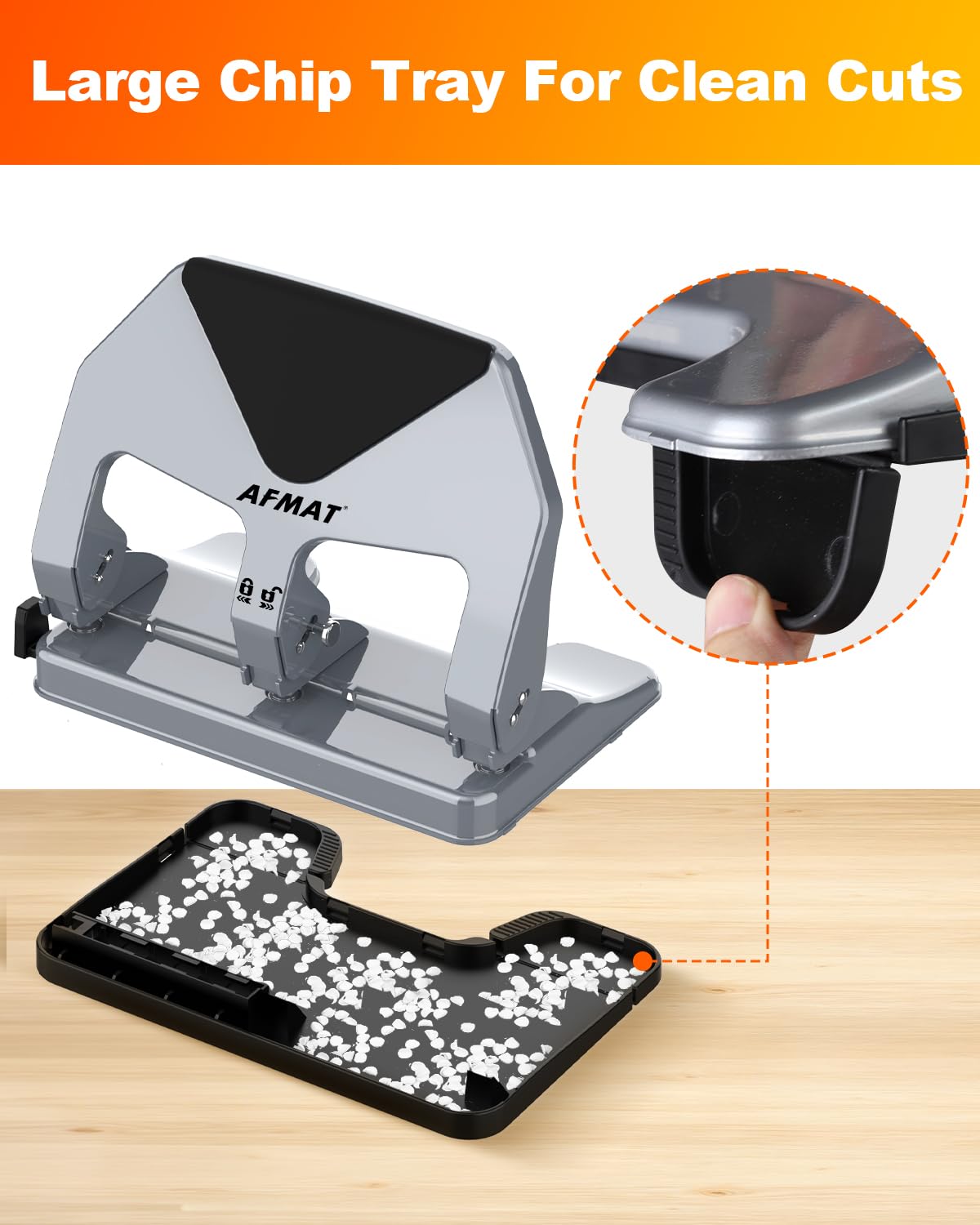 AFMAT 3-hole punch 9/32-inch holes fit standard three-ring binders