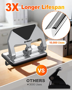 AFMAT 3-hole punch adjustable guide ensures precise hole alignment