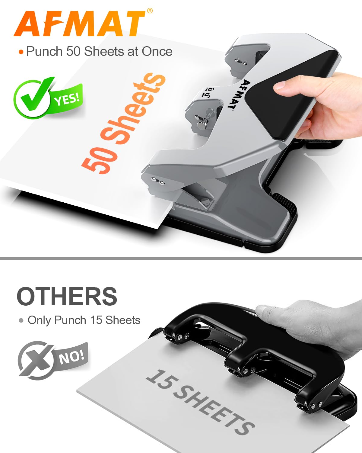 AFMAT 3-hole punch metal construction for long-lasting durability