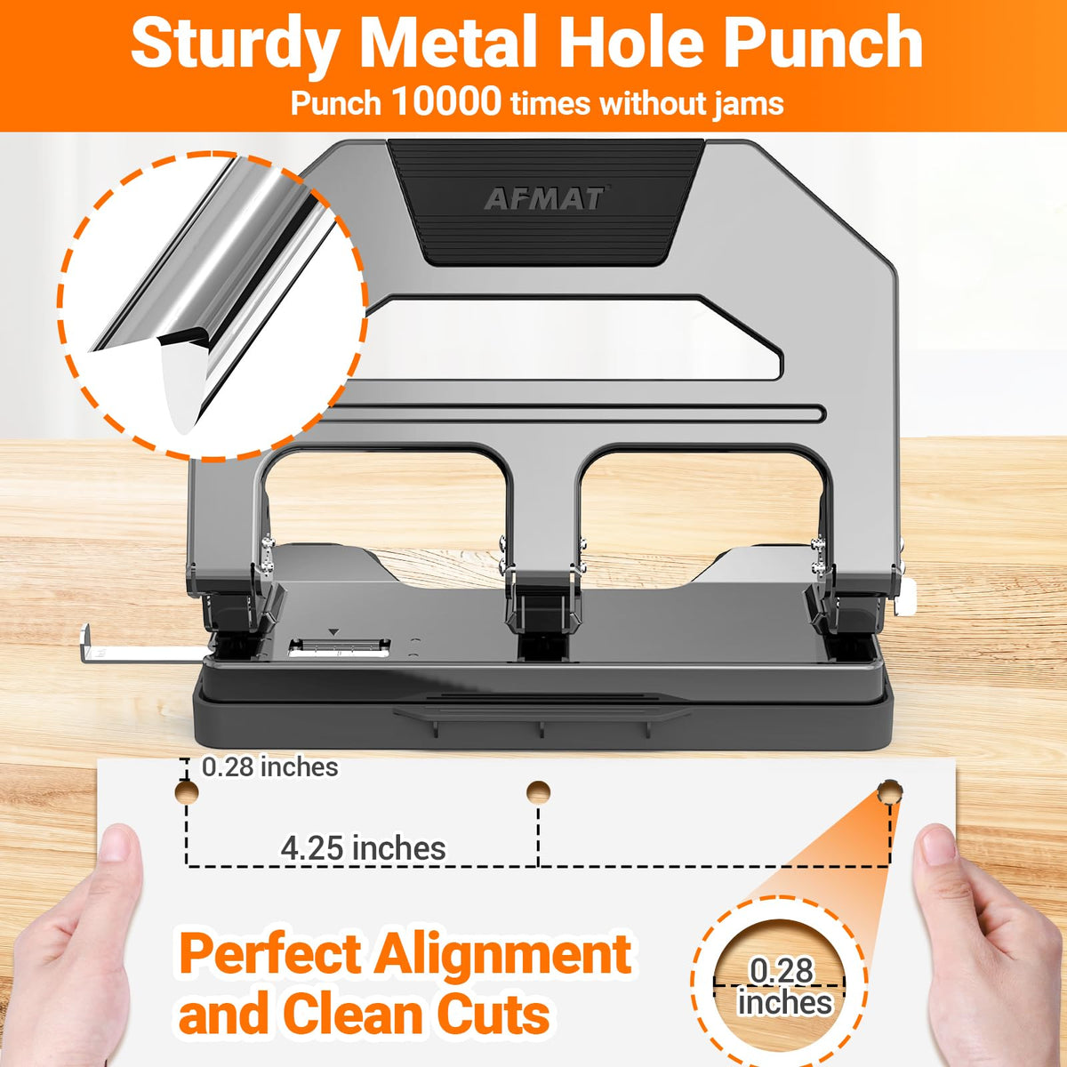 AFMAT adjustable paper guide aligns holes consistently on standard sheets