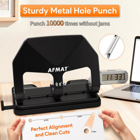 AFMAT adjustable-paper-guide keeps holes aligned for consistent results.