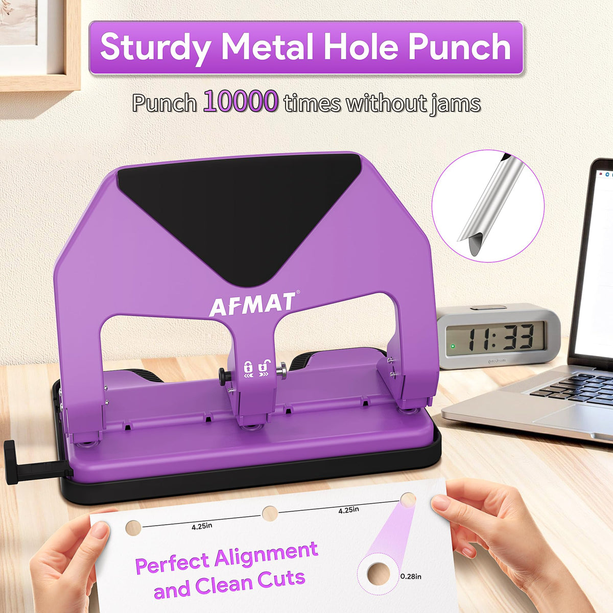 AFMAT adjustable guide ensures aligned holes for precise, repeatable results