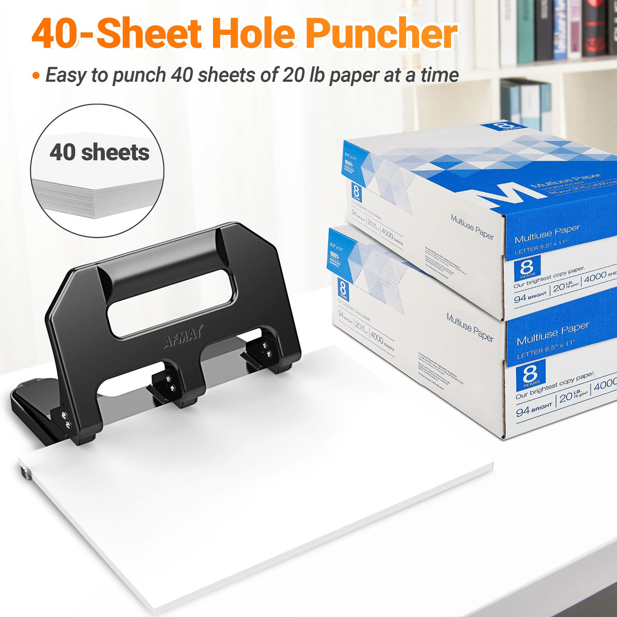 AFMAT HPX1 punches up to 40 sheets for quick, clean holes