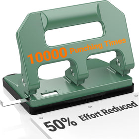 AFMAT HPX1 front view: heavy-duty 3-hole punch in green for binder tasks.