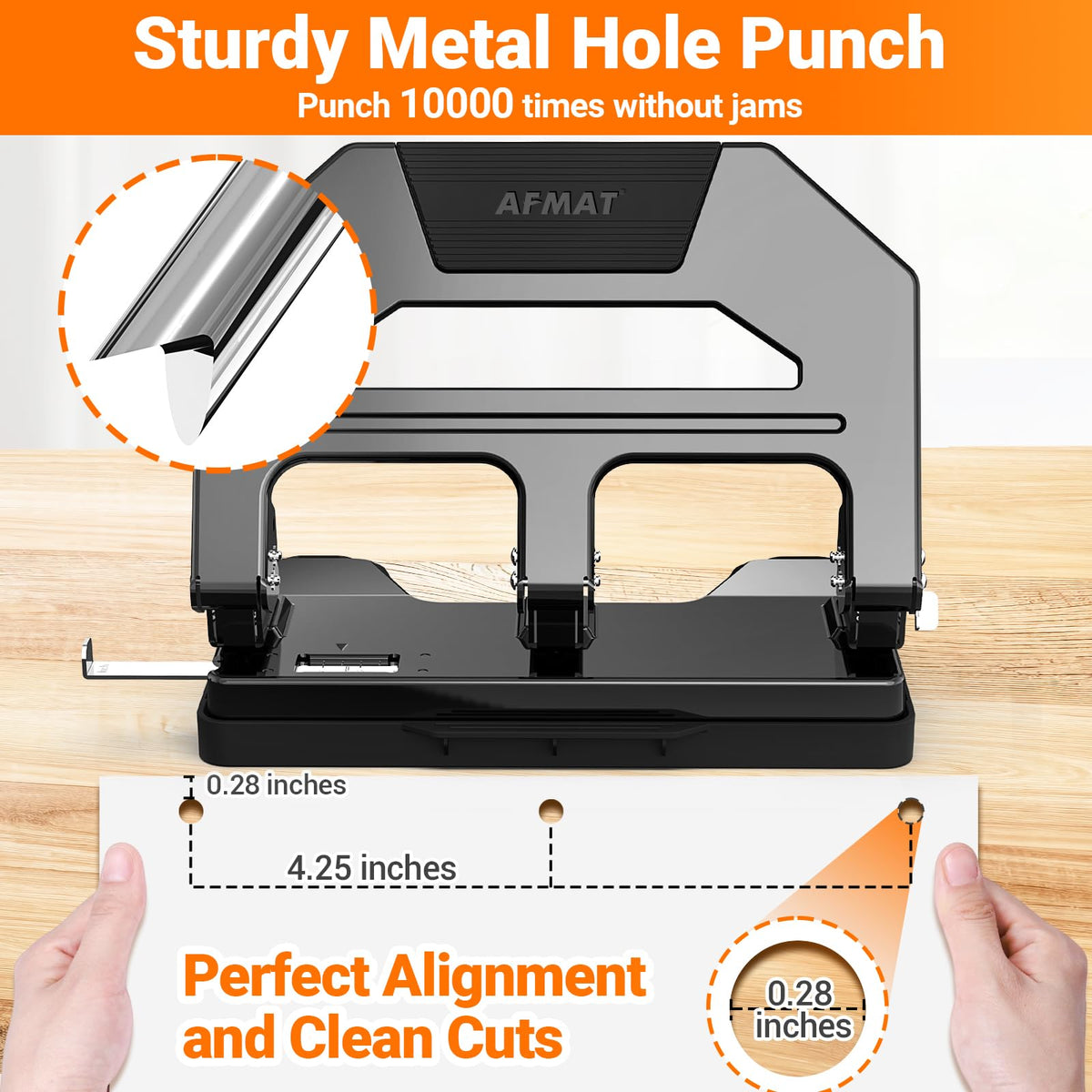 AFMAT HPX2 adjustable paper guide keeps holes perfectly aligned.