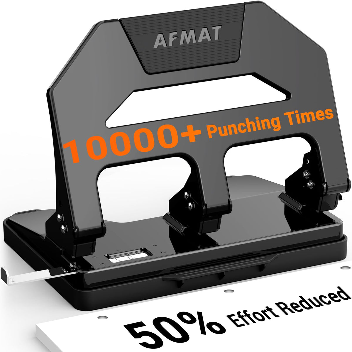 AFMAT HPX2 heavy-duty 3-hole puncher with metal body for reliable, long-lasting office use.