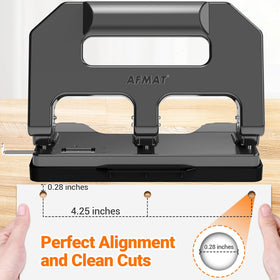 AFMAT ergonomic lever design delivers about 50% less effort per punch.