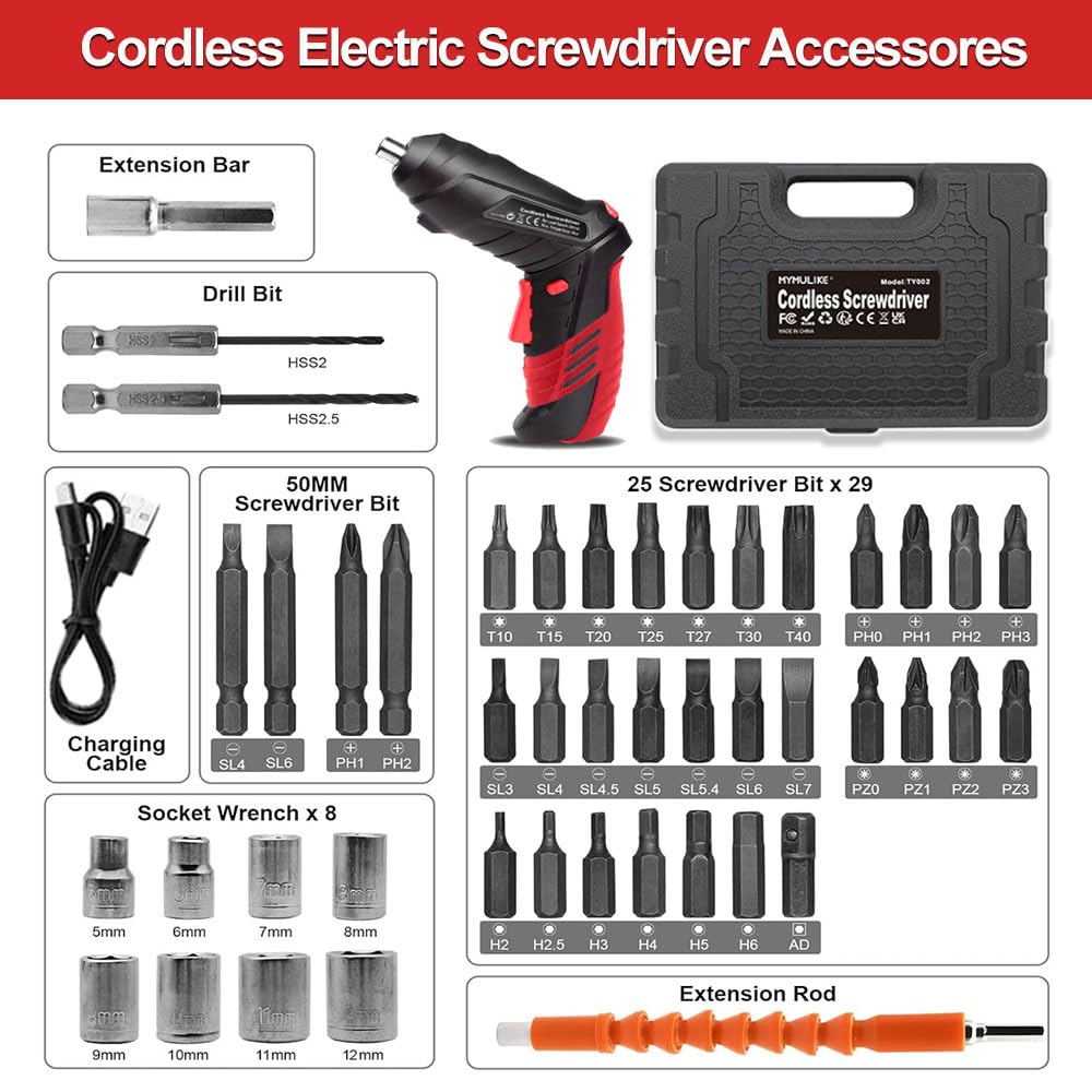 AFNZTME cordless screwdriver in use highlights compact design for tight spaces.