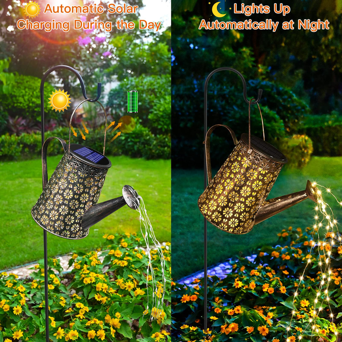Afootry solar-panel-1200mAh powers long-lasting outdoor illumination.
