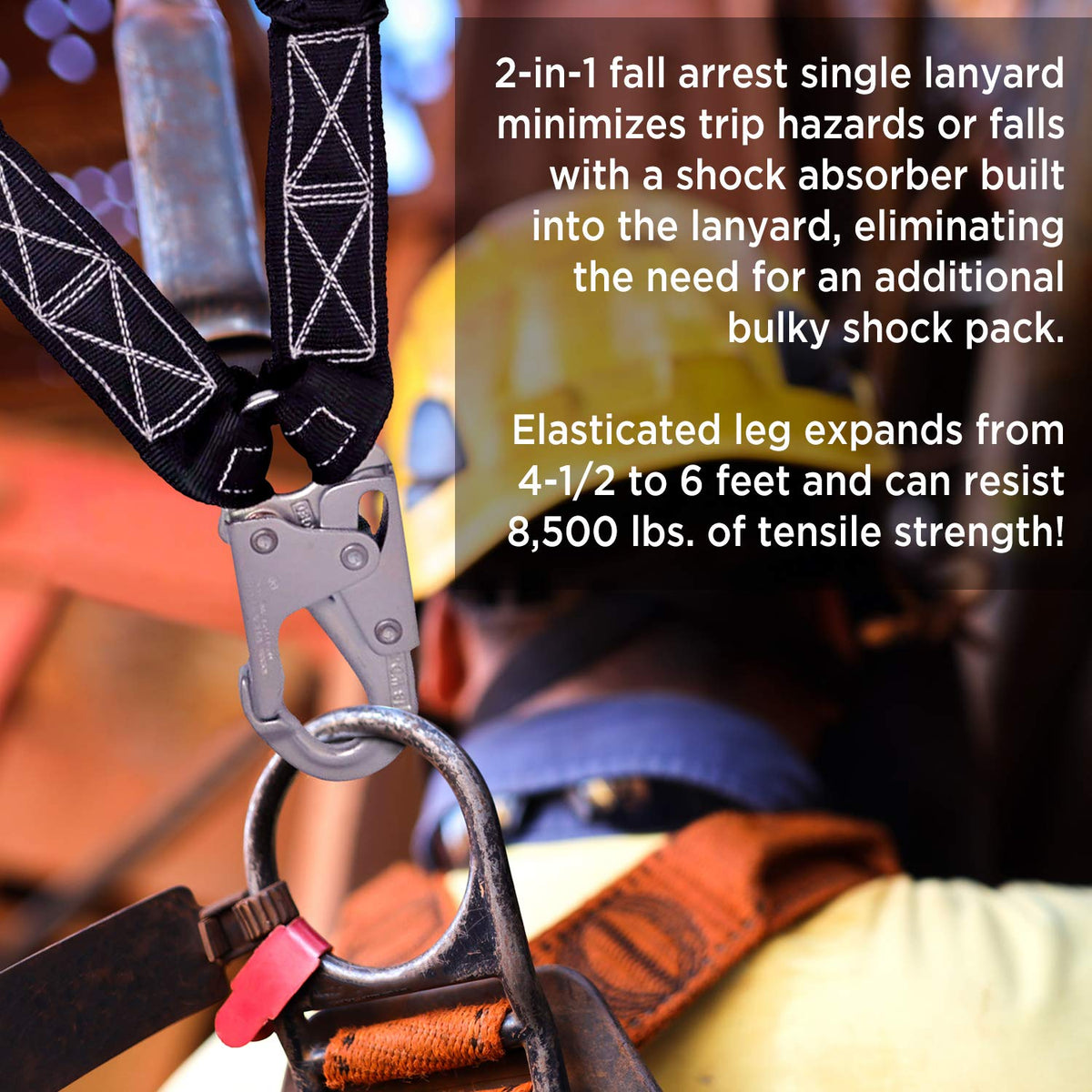 AFP 6ft double-leg lanyard dual gates offer secure harness connections