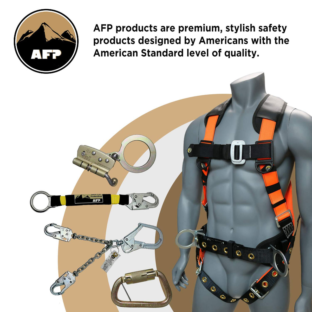 AFP 6ft double-leg lanyard includes two heavy-duty pelican hooks for quick connections