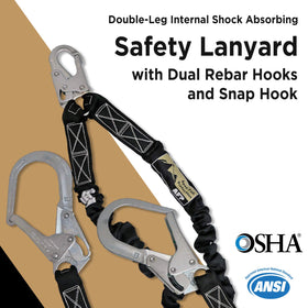 AFP 6ft double-leg lanyard elastic leg extends from 4.5 to 6 feet for maneuverability