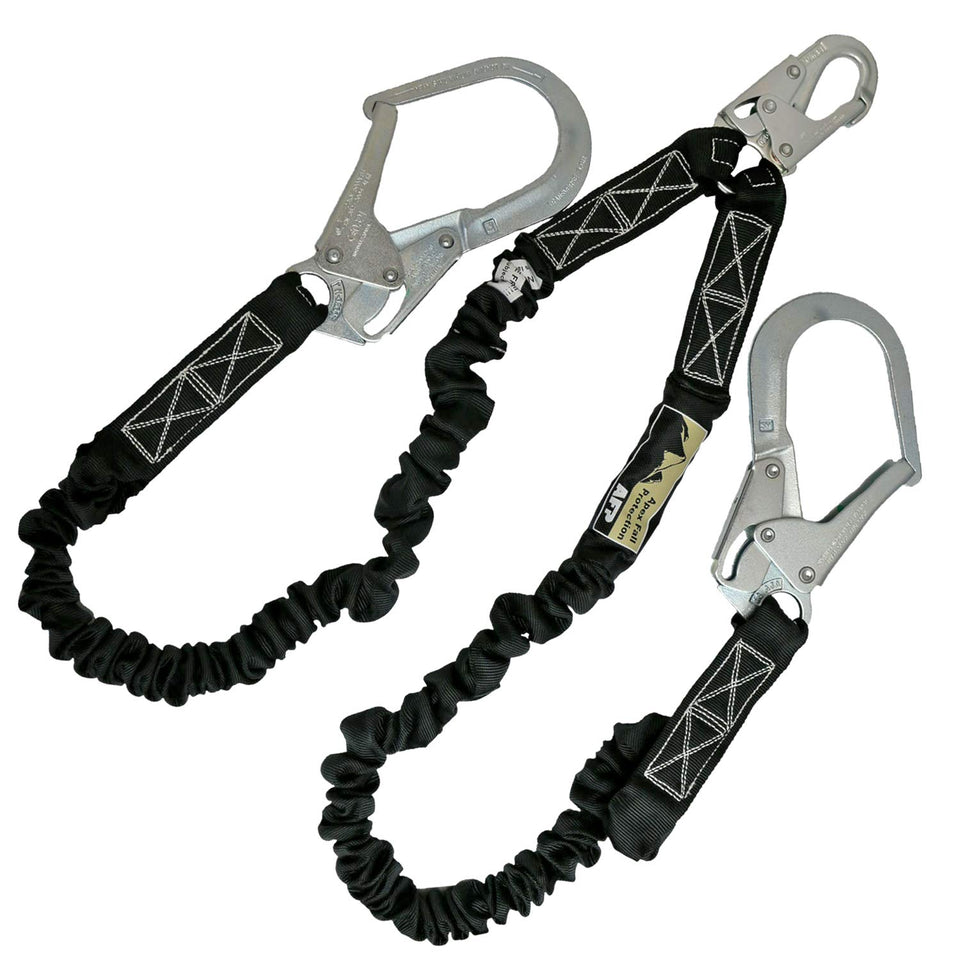 AFP 6ft double-leg lanyard outer webbing supports rugged industrial use