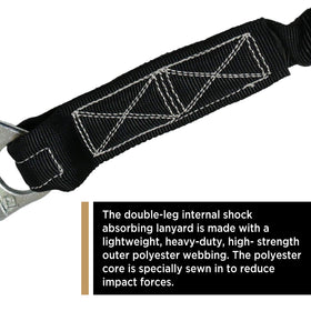 AFP 6ft double-leg lanyard built-in shock absorber cushions arrest forces