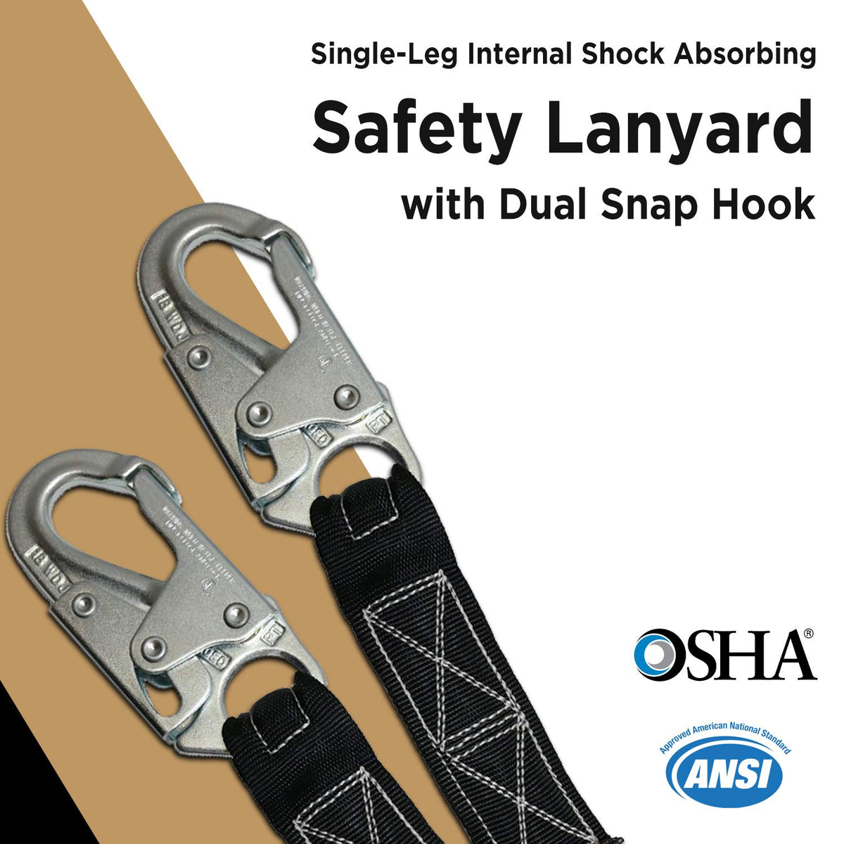 AFP 6 ft lanyard inner shock core for smoother deceleration.
