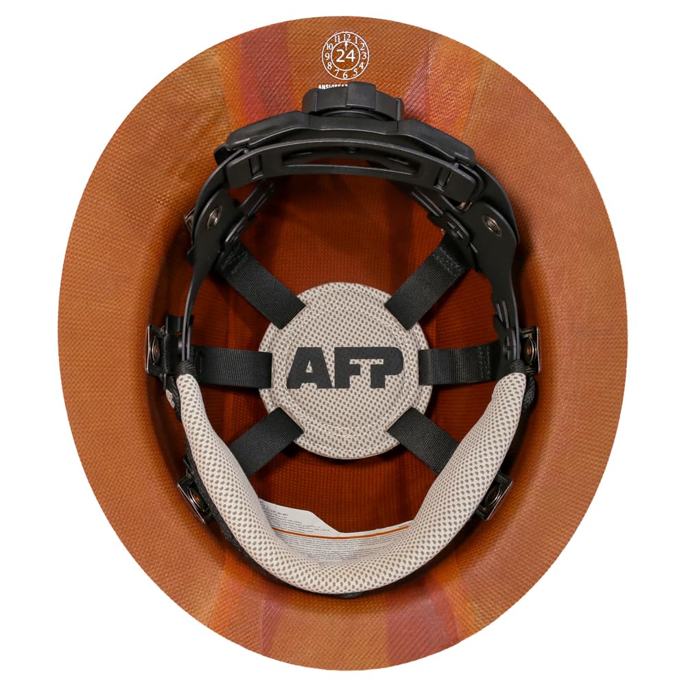 AFP Fiber Full Brim Hard Hat 6-point suspension ensures secure, comfortable fit.