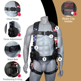 AFP harness D-rings enable hands-free tool access during tasks