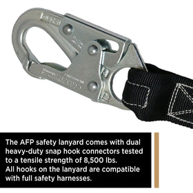 AFP internal shock absorbing lanyard withstands demanding environments.