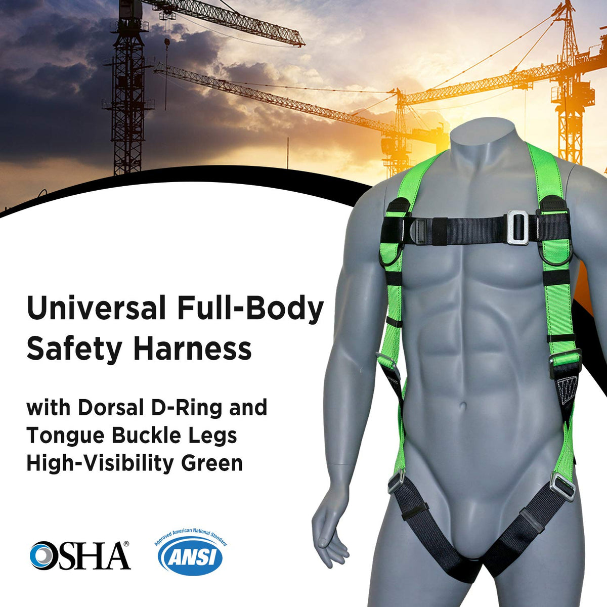 AFP harness in high-visibility green enhances site visibility for outdoor work.