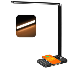 AFROG 8-in-1 LED Desk Lamp with wireless charger powering devices while you work.