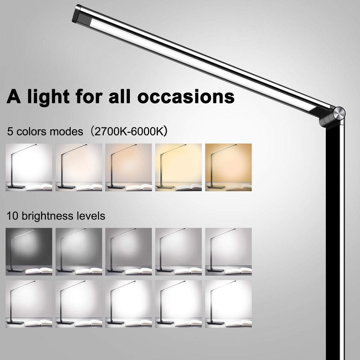 AFROG LED Desk Lamp offers color modes for warm to cool moods to suit tasks.